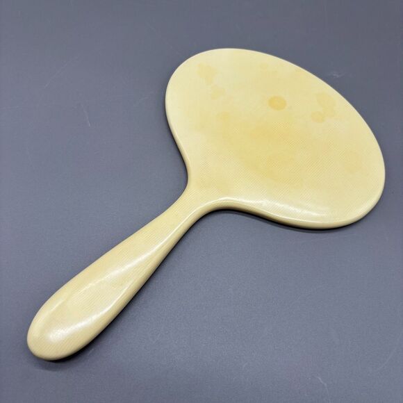 Antique French Ivory Celluloid Hand Mirror Beveled Glass Vanity Art Deco 1920s - Picture 2 of 9